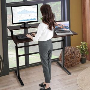 Costway - 2-Tier Standing Desk Sit to Stand Workstation Ergonomic Computer Table Brown Costway - 2-Tier Standing Desk Sit to Stand Workstation Ergonomic Computer Table Brown