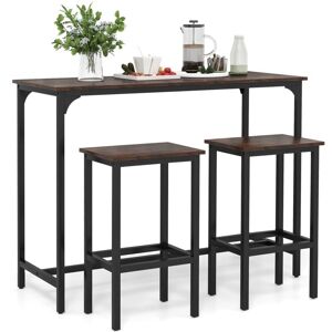 Costway - 3-Piece Dining Table Set 47.5" Counter-Height Kitchen Table-Coffee Costway - 3-Piece Dining Table Set 47.5" Counter-Height Kitchen Table-Coffee