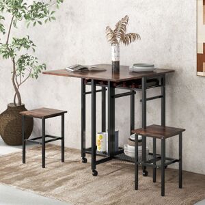 Costway - 3 Piece Dining Table Set Extendable Kitchen Table Folding Breakfast Table Costway - 3 Piece Dining Table Set Extendable Kitchen Table Folding Breakfast Table