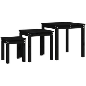 Nesting Tables 3 pcs Black Solid Wood Pine Vidaxl Nesting Tables 3 pcs Black Solid Wood Pine Vidaxl