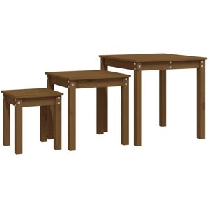 Vidaxl - Nesting Tables 3 pcs Honey Brown Solid Wood Pine Vidaxl - Nesting Tables 3 pcs Honey Brown Solid Wood Pine