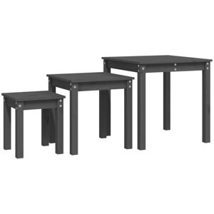 Nesting Tables 3 pcs Grey Solid Wood Pine Vidaxl Nesting Tables 3 pcs Grey Solid Wood Pine Vidaxl