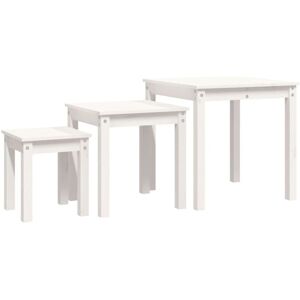 Nesting Tables 3 pcs White Solid Wood Pine Vidaxl Nesting Tables 3 pcs White Solid Wood Pine Vidaxl