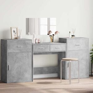 Vidaxl - 4 Piece Dressing Table Set Concrete Grey Engineered Wood Vidaxl - 4 Piece Dressing Table Set Concrete Grey Engineered Wood