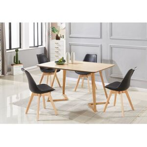 Life Interiors - Dallas Lorenzo Dining Set - an Oak Wooden Dining Table and Set of 4 Black Polypropylene Dining Chairs - Dining Room Kitchen Life Interiors - Dallas Lorenzo Dining Set - an Oak Wooden Dining Table and Set of 4 Black Polypropylene Dining Chairs - Dining Room Kitchen