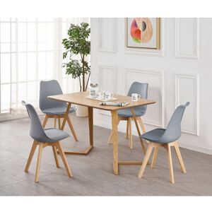 Life Interiors - Dallas Lorenzo Dining Set - an Oak Wooden Dining Table and Set of 4 Grey Polypropylene Dining Chairs - Dining Room Kitchen Life Interiors - Dallas Lorenzo Dining Set - an Oak Wooden Dining Table and Set of 4 Grey Polypropylene Dining Chairs - Dining Room Kitchen