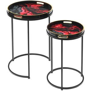 Vanity Living - 65cm Set of 2 Round Nesting Table for Living Room, Glass Top Modern Design End Table Vanity Living - 65cm Set of 2 Round Nesting Table for Living Room, Glass Top Modern Design End Table