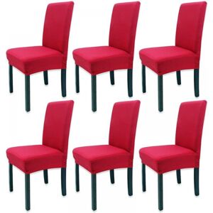 CYSLMUK 6pcs(Red) Solid Color All-Inclusive Stretch Chair Cover, Universal Stretch Chair Cover, Set of - Modern CYSLMUK 6pcs(Red) Solid Color All-Inclusive Stretch Chair Cover, Universal Stretch Chair Cover, Set of - Modern