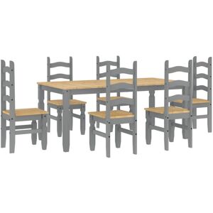 Vidaxl - 7 Piece Dining Set Panama Grey Solid Wood Pine Vidaxl - 7 Piece Dining Set Panama Grey Solid Wood Pine