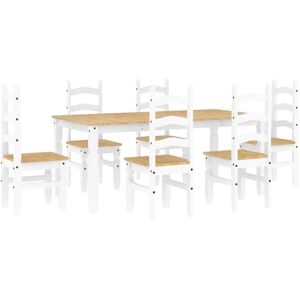 Vidaxl - 7 Piece Dining Set Panama White Solid Wood Pine Vidaxl - 7 Piece Dining Set Panama White Solid Wood Pine