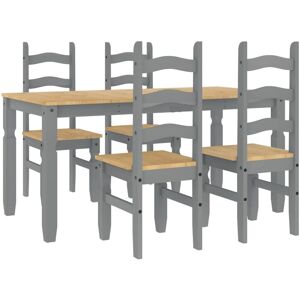 Vidaxl - 5 Piece Dining Set Panama Grey Solid Wood Pine Vidaxl - 5 Piece Dining Set Panama Grey Solid Wood Pine