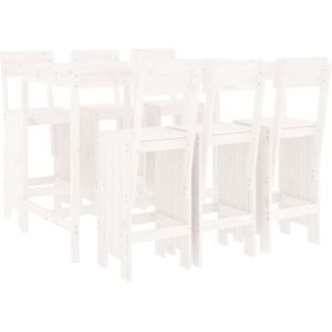 7 Piece Garden Bar Set White Solid Wood Pine vidaXL 7 Piece Garden Bar Set White Solid Wood Pine vidaXL