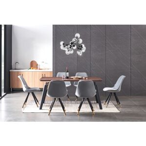 Life Interiors - Cosmo lux Sofia Dining Set - a Walnut Wooden Dining Table and Set of 6 Light Grey Velvet Dining Chairs - Dining Room Kitchen Life Interiors - Cosmo lux Sofia Dining Set - a Walnut Wooden Dining Table and Set of 6 Light Grey Velvet Dining Chairs - Dining Room Kitchen