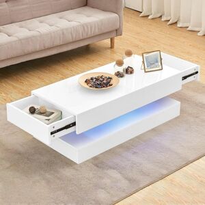 Ainpecca - High Gloss Coffee Table with 2 Drawers Rectangle Sofa Table with rgb led Light Living Room Ainpecca - High Gloss Coffee Table with 2 Drawers Rectangle Sofa Table with rgb led Light Living Room