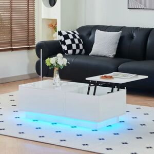 AINPECCA LED White High Gloss Coffee Table w/Lift Top for Living Room Modern Side End Table AINPECCA LED White High Gloss Coffee Table w/Lift Top for Living Room Modern Side End Table