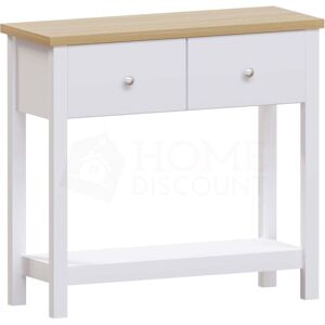Home Discount - Arlington 2 Drawer Console Table With Shelf Side End Hallway Table, White Home Discount - Arlington 2 Drawer Console Table With Shelf Side End Hallway Table, White
