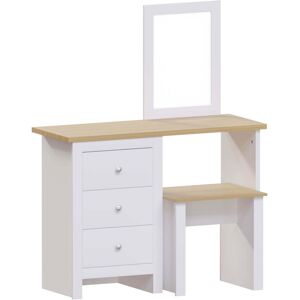 Home Discount - Arlington Dressing Table & Mirror Set 3 Drawer Stool Vanity Table, White Home Discount - Arlington Dressing Table & Mirror Set 3 Drawer Stool Vanity Table, White