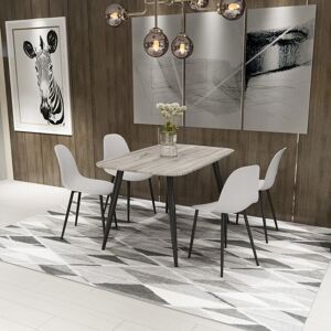 Aspen Tapered Legs Rectangular Dining Table and 4 Curve Plastic Seat Chairs with Metal Legs - Grey Oak/Black/Calico - Flat Packed Aspen Tapered Legs Rectangular Dining Table and 4 Curve Plastic Seat Chairs with Metal Legs - Grey Oak/Black/Calico - Flat Packed