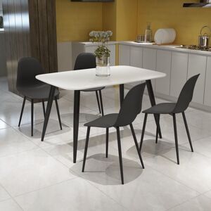 Aspen Tapered Legs Rectangular Dining Table and 4 Curve Plastic Seat Chairs with Metal Legs - White/Black - Flat Packed Aspen Tapered Legs Rectangular Dining Table and 4 Curve Plastic Seat Chairs with Metal Legs - White/Black - Flat Packed