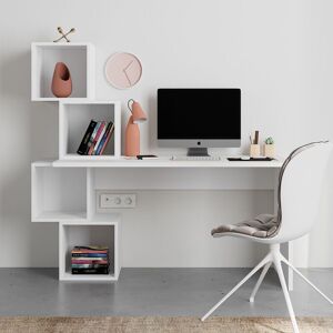 Homemania - Decortie Balance Modern Desk With Shelves - White - White Homemania - Decortie Balance Modern Desk With Shelves - White - White