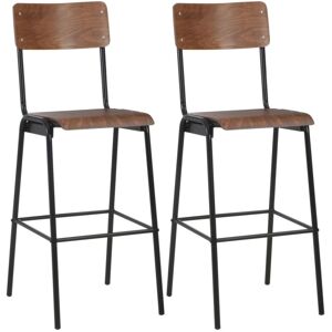 Vidaxl - Bar Chairs 2 pcs Brown Solid Plywood Steel Vidaxl - Bar Chairs 2 pcs Brown Solid Plywood Steel