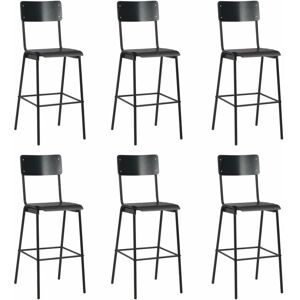 Vidaxl - Bar Chairs 6 pcs Black Solid Plywood Steel Vidaxl - Bar Chairs 6 pcs Black Solid Plywood Steel