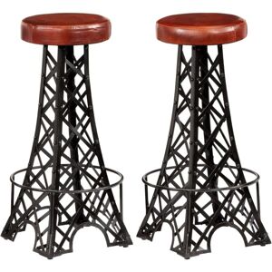 Vidaxl - Bar Stools 2 pcs Real Leather Vidaxl - Bar Stools 2 pcs Real Leather