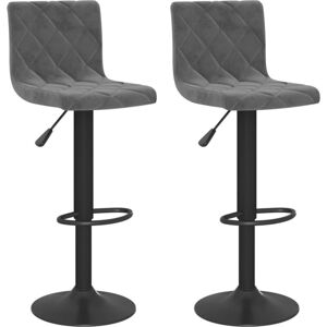 Bar Stools 2 pcs Dark Grey Velvet vidaXL Bar Stools 2 pcs Dark Grey Velvet vidaXL