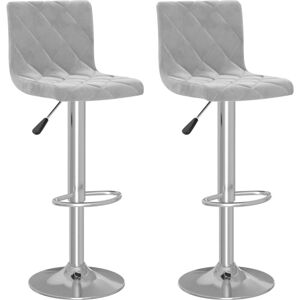 vidaXL Light Grey Velvet Bar Stools Set of 2 vidaXL Light Grey Velvet Bar Stools Set of 2