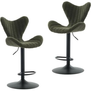 WAHSON OFFICE CHAIRS Bar Stools 2Pcs in Chenille Fabric Height Adjustable Modern Counter Chairs with Stylish Designed Backrest for Home Bar Restaurant, Green, Wahson WAHSON OFFICE CHAIRS Bar Stools 2Pcs in Chenille Fabric Height Adjustable Modern Counter Chairs with Stylish Designed Backrest for Home Bar Restaurant, Green, Wahson