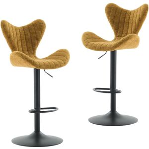 WAHSON OFFICE CHAIRS Bar Stools 2Pcs in Chenille Fabric Height Adjustable Modern Counter Chairs with Stylish Designed Backrest for Home Bar Restaurant, Yellow, Wahson WAHSON OFFICE CHAIRS Bar Stools 2Pcs in Chenille Fabric Height Adjustable Modern Counter Chairs with Stylish Designed Backrest for Home Bar Restaurant, Yellow, Wahson