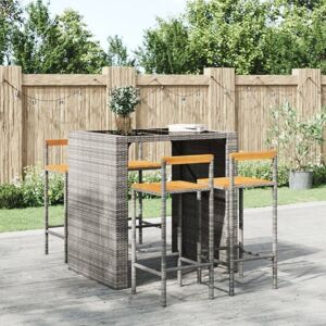 Vidaxl - Bar Stools 4 pcs Grey Poly Rattan and Solid Wood Acacia Vidaxl - Bar Stools 4 pcs Grey Poly Rattan and Solid Wood Acacia