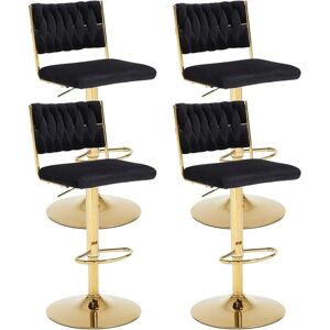WAHSON OFFICE CHAIRS Bar Stools Set of 4 in Velvet Knitted Backrest Modern Counter Chairs Height Adjustable for Kitchen Home Bar Restaurant, Black, Chairus WAHSON OFFICE CHAIRS Bar Stools Set of 4 in Velvet Knitted Backrest Modern Counter Chairs Height Adjustable for Kitchen Home Bar Restaurant, Black, Chairus