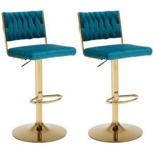 WAHSON OFFICE CHAIRS Bar Stools Set of 2 in Velvet Knitted Backrest Modern Counter Chairs Height Adjustable for Kitchen Home Bar Restaurant, Teal, Chairus WAHSON OFFICE CHAIRS Bar Stools Set of 2 in Velvet Knitted Backrest Modern Counter Chairs Height Adjustable for Kitchen Home Bar Restaurant, Teal, Chairus