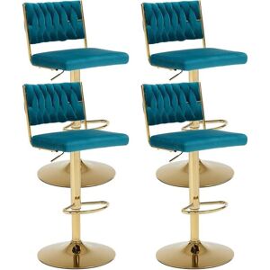 WAHSON OFFICE CHAIRS Bar Stools Set of 4 in Velvet Knitted Backrest Modern Counter Chairs Height Adjustable for Kitchen Home Bar Restaurant, Teal, Chairus WAHSON OFFICE CHAIRS Bar Stools Set of 4 in Velvet Knitted Backrest Modern Counter Chairs Height Adjustable for Kitchen Home Bar Restaurant, Teal, Chairus