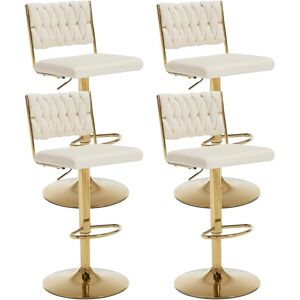 WAHSON OFFICE CHAIRS Bar Stools Set of 4 in Velvet Knitted Backrest Modern Counter Chairs Height Adjustable for Kitchen Home Bar Restaurant, Beige, Chairus WAHSON OFFICE CHAIRS Bar Stools Set of 4 in Velvet Knitted Backrest Modern Counter Chairs Height Adjustable for Kitchen Home Bar Restaurant, Beige, Chairus