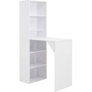 vidaXL White Bar Table with Cabinet - Space-Saving 115cm vidaXL White Bar Table with Cabinet - Space-Saving 115cm
