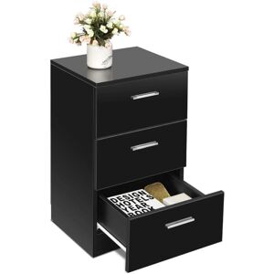 Table de Chevet Table de Nuit Noir en Bois avec 3 Tiroirs 35 x 38 x 67 cm pour Chambre Salon Entrée Bureau - Costway Table de Chevet Table de Nuit Noir en Bois avec 3 Tiroirs 35 x 38 x 67 cm pour Chambre Salon Entrée Bureau - Costway