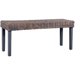 Vidaxl - Bench 110 cm Grey Natural Kubu Rattan and Solid Mahogany Wood Vidaxl - Bench 110 cm Grey Natural Kubu Rattan and Solid Mahogany Wood