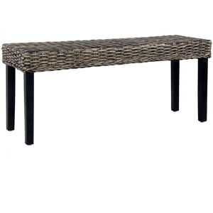 Vidaxl - Bench 110 cm Black Natural Kubu Rattan and Solid Mahogany Wood Vidaxl - Bench 110 cm Black Natural Kubu Rattan and Solid Mahogany Wood