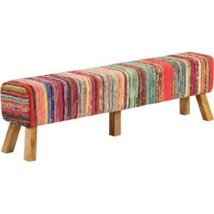 Bench Multicolour 160 cm Chindi Fabric and Solid Wood Mango vidaXL Bench Multicolour 160 cm Chindi Fabric and Solid Wood Mango vidaXL