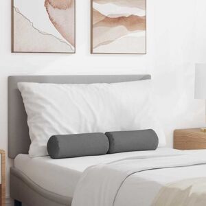 Bolster Pillows 2 pcs Dark Grey Ø 15 x 40 cm Fabric vidaXL Bolster Pillows 2 pcs Dark Grey Ø 15 x 40 cm Fabric vidaXL