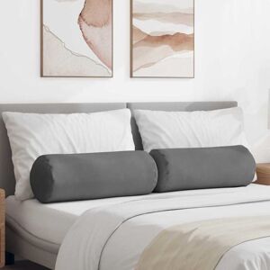 Bolster Pillows 2 pcs Dark Grey Ø 25 x 70 cm Microfibre Fabric vidaXL Bolster Pillows 2 pcs Dark Grey Ø 25 x 70 cm Microfibre Fabric vidaXL