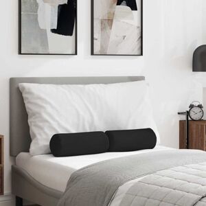 Bolster Pillows 2 pcs Black Ø 15 x 40 cm Microfibre Fabric vidaXL Bolster Pillows 2 pcs Black Ø 15 x 40 cm Microfibre Fabric vidaXL