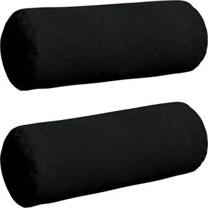 Bolster Pillows 2 pcs Black Ø 25 x 70 cm Microfibre Fabric vidaXL Bolster Pillows 2 pcs Black Ø 25 x 70 cm Microfibre Fabric vidaXL