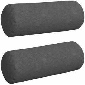 Bolster Pillows 2 pcs Dark Grey Ø 25 x 70 cm Corduroy Fabric vidaXL Bolster Pillows 2 pcs Dark Grey Ø 25 x 70 cm Corduroy Fabric vidaXL