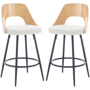 WAHSON OFFICE CHAIRS Bar Stools Set of 2 Upholstered in Linen Fabric Breakfast Counter Stools with Wood Back Bar Chairs for Home Bar, Beige, Wahson WAHSON OFFICE CHAIRS Bar Stools Set of 2 Upholstered in Linen Fabric Breakfast Counter Stools with Wood Back Bar Chairs for Home Bar, Beige, Wahson