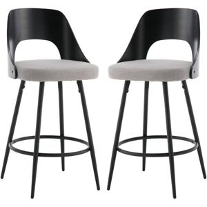 WAHSON OFFICE CHAIRS Bar Stools Set of 2 Upholstered in Linen Fabric Breakfast Counter Stools with Wood Back Bar Chairs for Home Bar, Grey, Wahson WAHSON OFFICE CHAIRS Bar Stools Set of 2 Upholstered in Linen Fabric Breakfast Counter Stools with Wood Back Bar Chairs for Home Bar, Grey, Wahson
