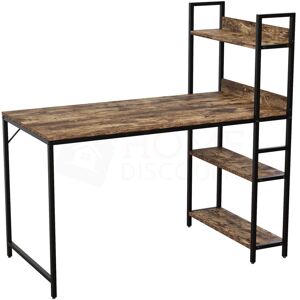 Home Discount - Brooklyn Computer Desk pc Laptop Table 3 Shelf Shelving Adjustale Storage Home Office Study, Dark-Wood Home Discount - Brooklyn Computer Desk pc Laptop Table 3 Shelf Shelving Adjustale Storage Home Office Study, Dark-Wood