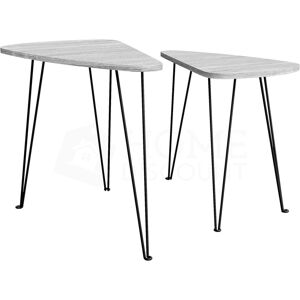 Home Discount - Brooklyn Nest of Oval Tables Set of 2 mdf Wood Coffee Side End Table, Grey Home Discount - Brooklyn Nest of Oval Tables Set of 2 mdf Wood Coffee Side End Table, Grey